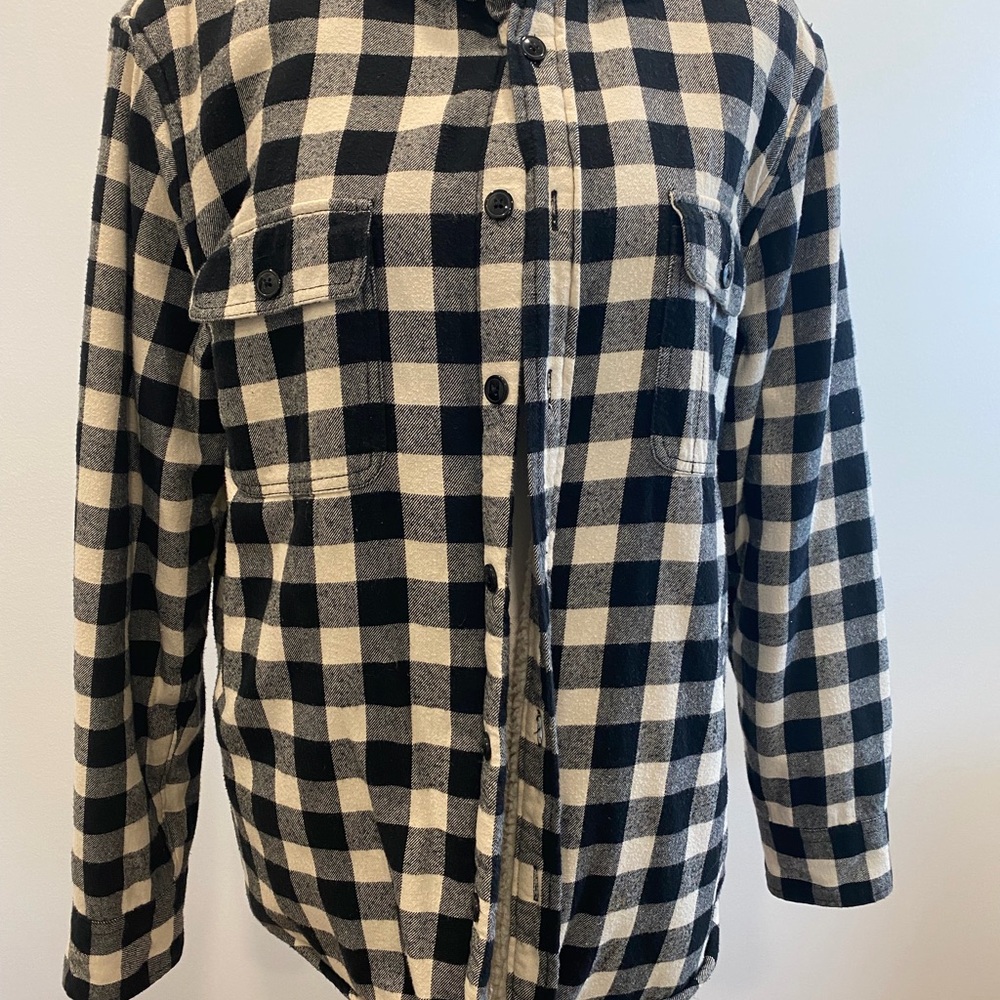 J. Crew Black and Cream Plaid Button Down Shirt